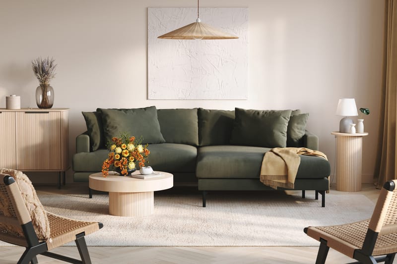 Menard 4-sits Högervänd L-formad Divansoffa i Manchester - Mörkgrön - Möbler - Vardagsrum - Soffor - Divansoffa & schäslong