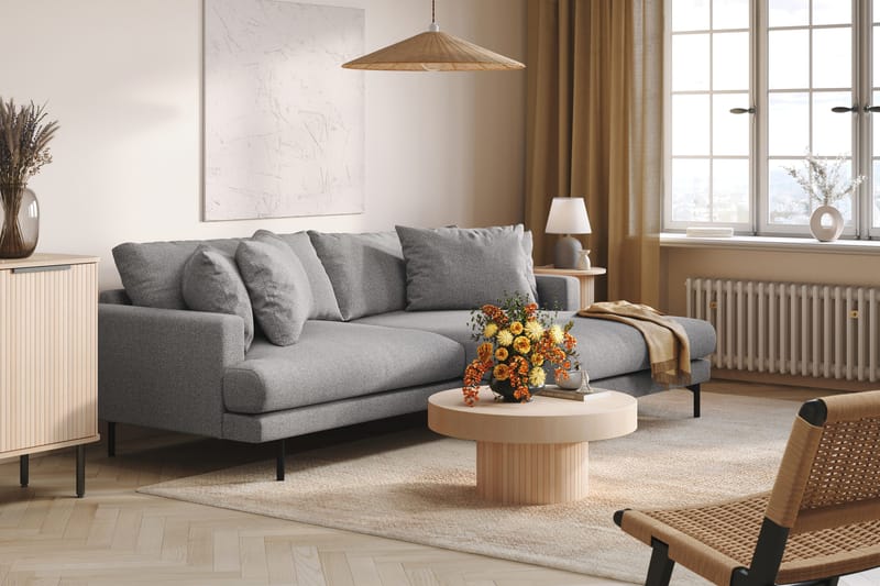 Menard 4-sits Högervänd L-formad Divansoffa i Tyg - Grå - Möbler - Vardagsrum - Soffor - Divansoffa & schäslong