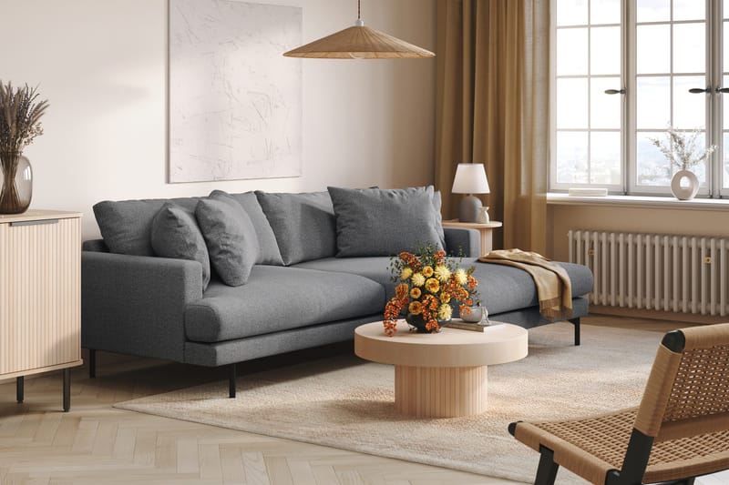 Menard 4-sits Högervänd L-formad Divansoffa i Tyg - Mörkgrå - Möbler - Vardagsrum - Soffor - Divansoffa & schäslong