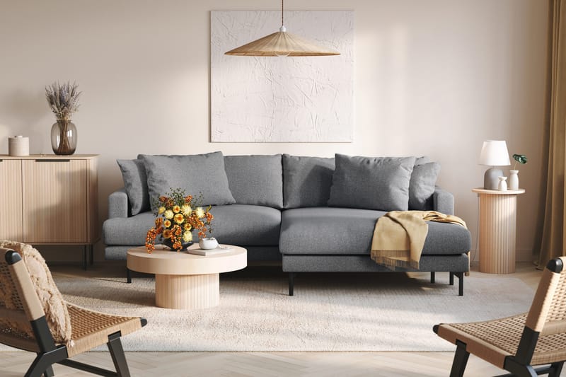 Menard 4-sits Högervänd L-formad Divansoffa i Tyg - Mörkgrå - Möbler - Vardagsrum - Soffor - Divansoffa & schäslong