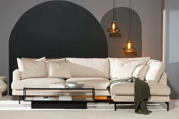 Menard 4-sits Högervänd L-formad Djup Schäslongsoffa i Manchester - Beige - Möbler - Vardagsrum - Soffor - Divansoffa & schäslong