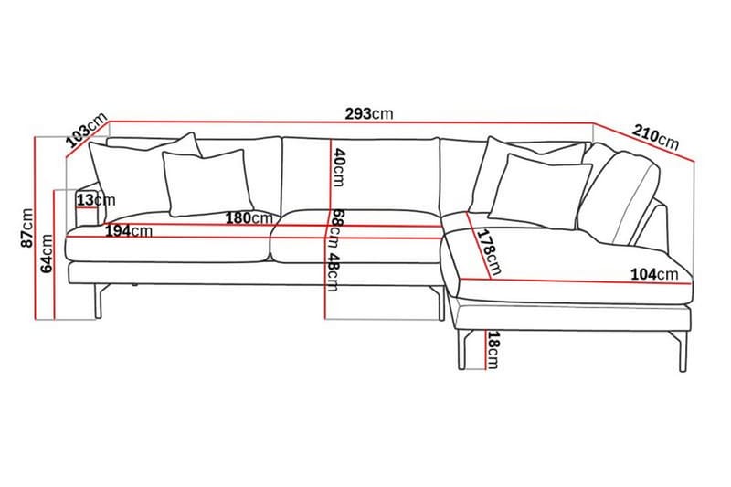 Menard 4-sits Högervänd L-formad Djup Schäslongsoffa i Manchester - Grå - Möbler - Vardagsrum - Soffor - Divansoffa & schäslong