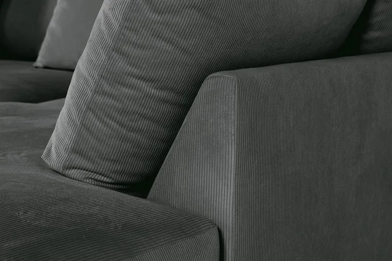 Menard 4-sits Högervänd L-formad Djup Schäslongsoffa i Manchester - Grå - Möbler - Vardagsrum - Soffor - Divansoffa & schäslong