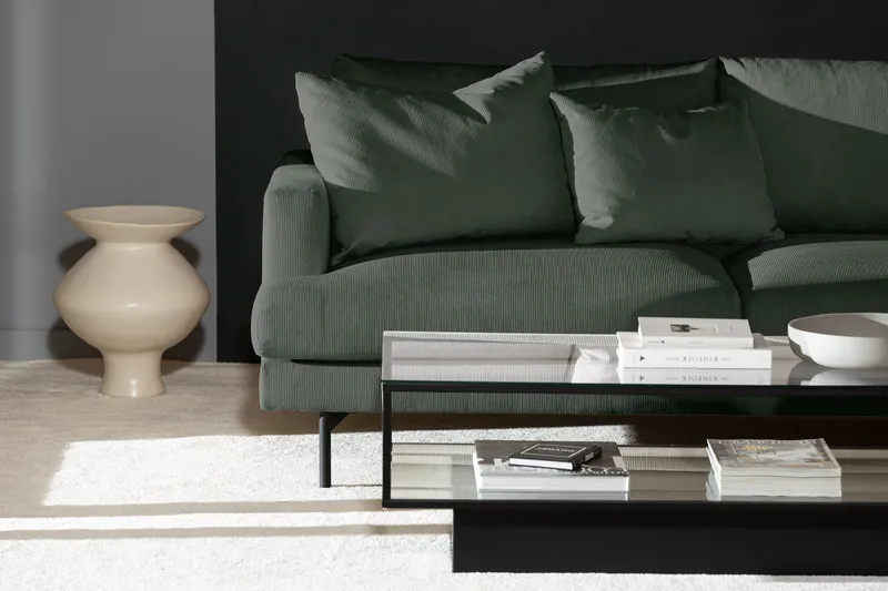 Menard 4-sits Högervänd L-formad Djup Schäslongsoffa i Manchester - Grön - Möbler - Vardagsrum - Soffor - Divansoffa & schäslong