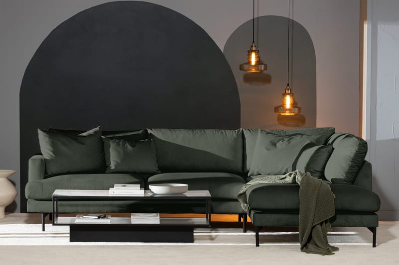 Menard 4-sits Högervänd L-formad Djup Schäslongsoffa i Manchester - Grön - Möbler - Vardagsrum - Soffor - Divansoffa & schäslong
