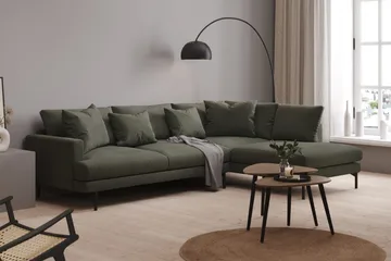 Menard 4-sits Högervänd L-formad Djup Schäslongsoffa i Manchester - Mörkgrön - Möbler - Vardagsrum - Soffor - Divansoffa & schäslong