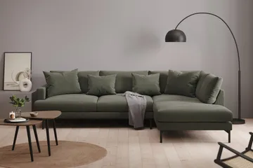 Menard 4-sits Högervänd L-formad Djup Schäslongsoffa i Manchester - Mörkgrön - Möbler - Vardagsrum - Soffor - Divansoffa & schäslong