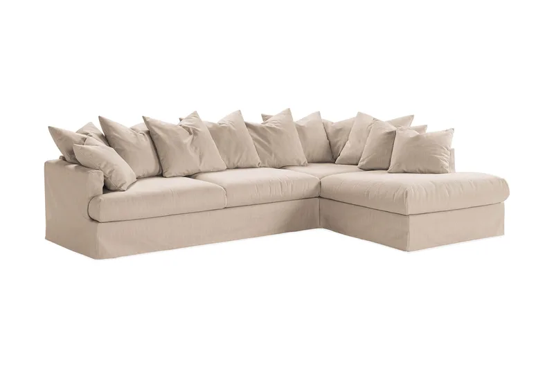 Menard 4-sits Högervänd L-formad Djup Schäslongsoffa i Tyg - Beige - Möbler - Vardagsrum - Soffor - Divansoffa & schäslong