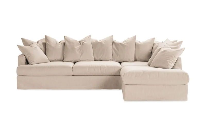 Menard 4-sits Högervänd L-formad Djup Schäslongsoffa i Tyg - Beige - Möbler - Vardagsrum - Soffor - Divansoffa & schäslong