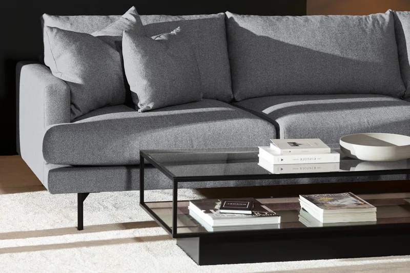 Menard 4-sits Högervänd L-formad Djup Schäslongsoffa i Tyg - Grå - Möbler - Vardagsrum - Soffor - Divansoffa & schäslong