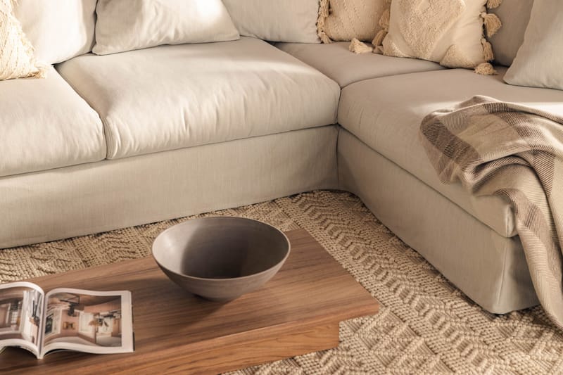 Menard 4-sits Högervänd L-formad Djup Schäslongsoffa i Tyg - Ljusgrå - Möbler - Vardagsrum - Soffor - Divansoffa & schäslong