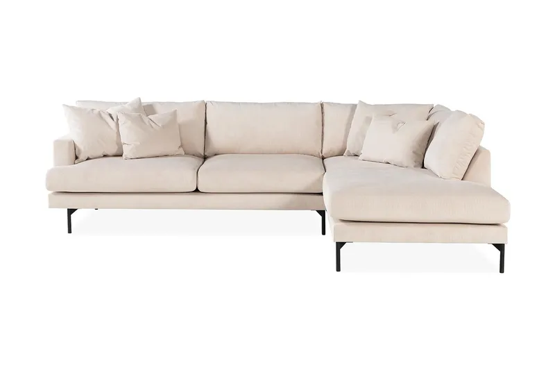 Menard 4-sits Högervänd L-formad Schäslongsoffa + Fotpall i Manchester - Beige - Möbler - Vardagsrum - Soffor - Divansoffa & schäslong