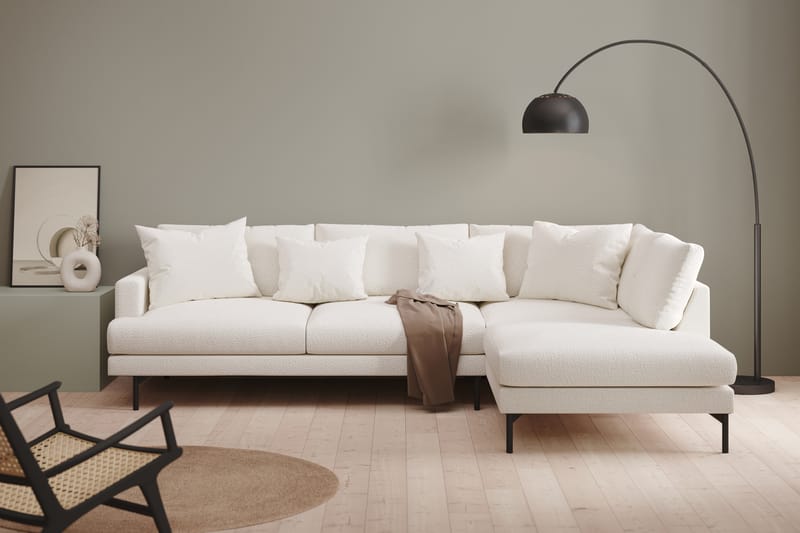 Menard 4-sits Högervänd L-formad Schäslongsoffa i Bouclé - Vit - Möbler - Vardagsrum - Soffor - Divansoffa & schäslong