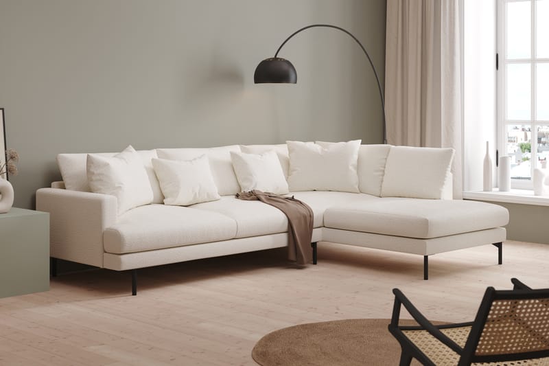Menard 4-sits Högervänd L-formad Schäslongsoffa i Bouclé - Vit - Möbler - Vardagsrum - Soffor - Divansoffa & schäslong