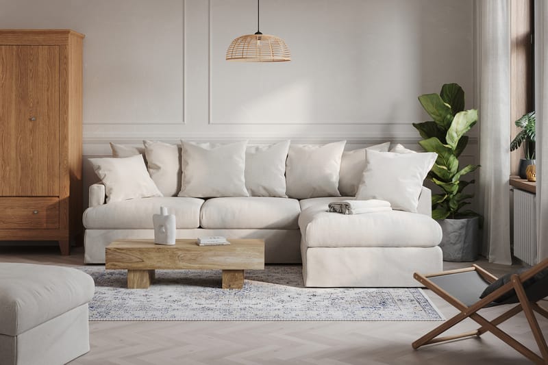 Menard 4-sits Högervänd L-formad Schäslongsoffa i Bouclé - Vit - Möbler - Vardagsrum - Soffor - Divansoffa & schäslong