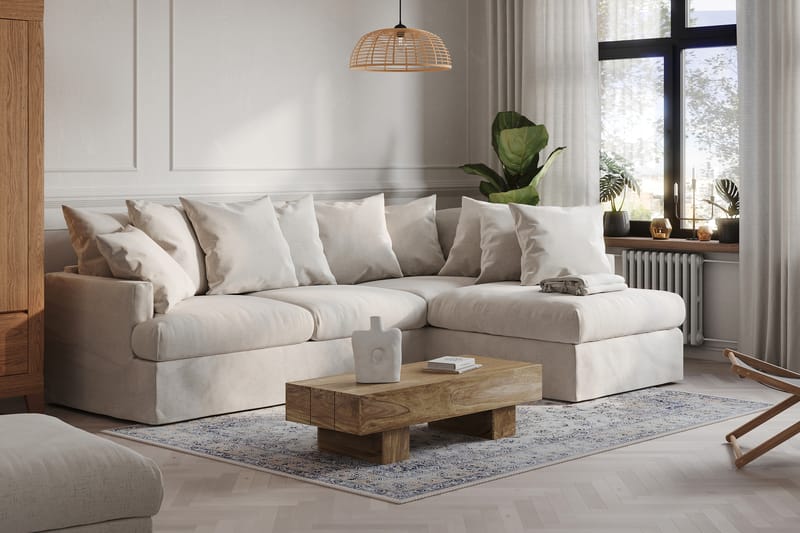 Menard 4-sits Högervänd L-formad Schäslongsoffa i Bouclé - Vit - Möbler - Vardagsrum - Soffor - Divansoffa & schäslong