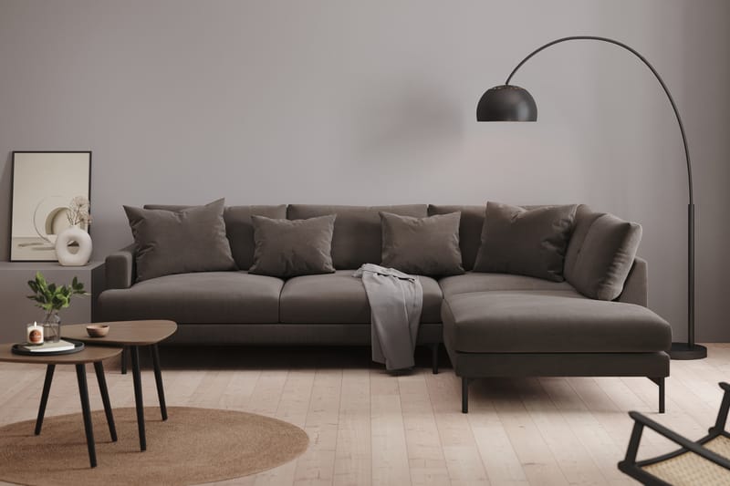 Menard 4-sits Högervänd L-formad Schäslongsoffa i Manchester - Mörkgrå - Möbler - Vardagsrum - Soffor - Divansoffa & schäslong