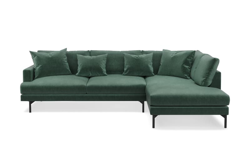 Menard 4-sits Högervänd L-formad Schäslongsoffa i Sammet - Mörkgrön - Möbler - Vardagsrum - Soffor - Divansoffa & schäslong
