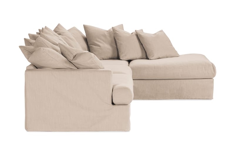 Menard 4-sits Högervänd L-formad Schäslongsoffa i Tyg - Beige - Möbler - Vardagsrum - Soffor - Divansoffa & schäslong