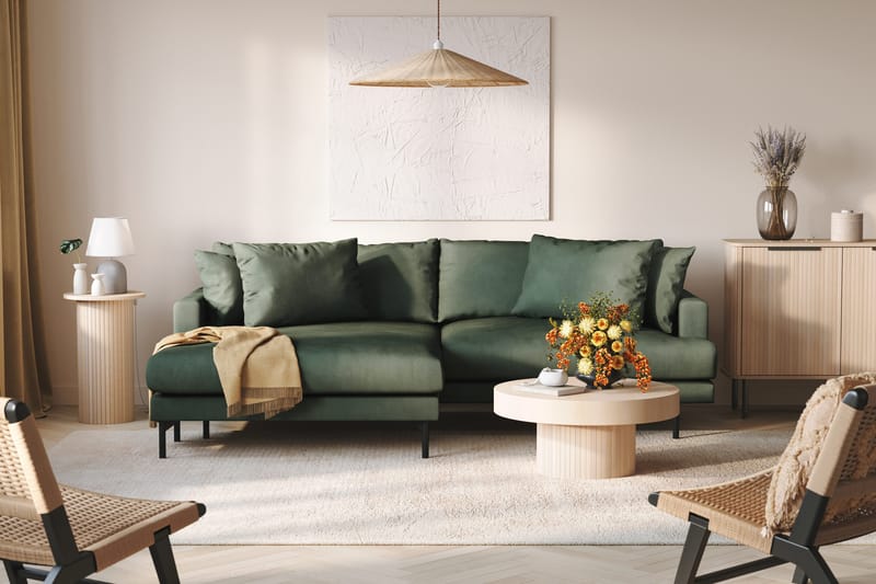 Menard 4-sits Vänstervänd L-formad Divansoffa i Manchester - Grön - Möbler - Vardagsrum - Soffor - Divansoffa & schäslong