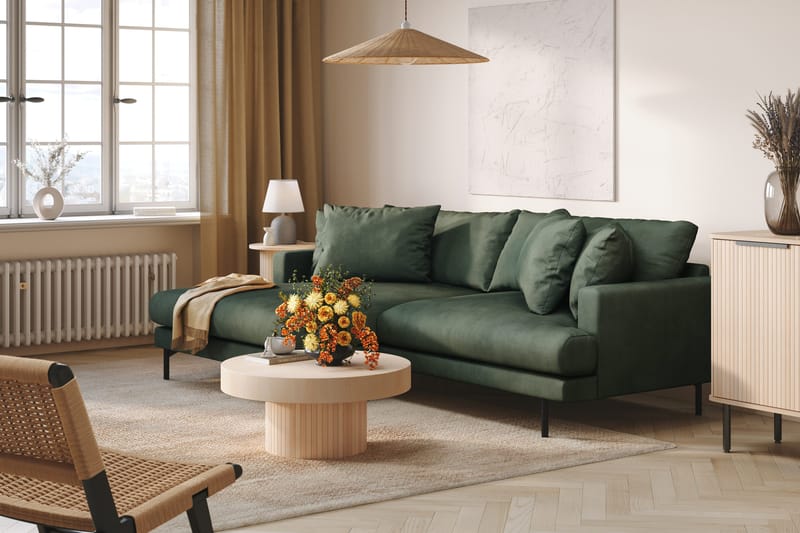 Menard 4-sits Vänstervänd L-formad Divansoffa i Manchester - Grön - Möbler - Vardagsrum - Soffor - Divansoffa & schäslong