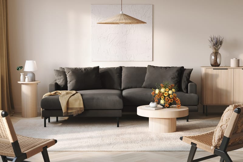 Menard 4-sits Vänstervänd L-formad Divansoffa i Manchester - Mörkgrå - Möbler - Vardagsrum - Soffor - Divansoffa & schäslong