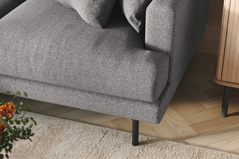 Menard 4-sits Vänstervänd L-formad Divansoffa i Tyg - Grå - Möbler - Vardagsrum - Soffor - Divansoffa & schäslong