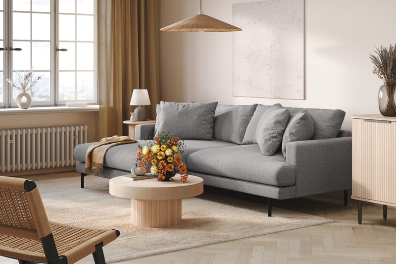 Menard 4-sits Vänstervänd L-formad Divansoffa i Tyg - Grå - Möbler - Vardagsrum - Soffor - Divansoffa & schäslong