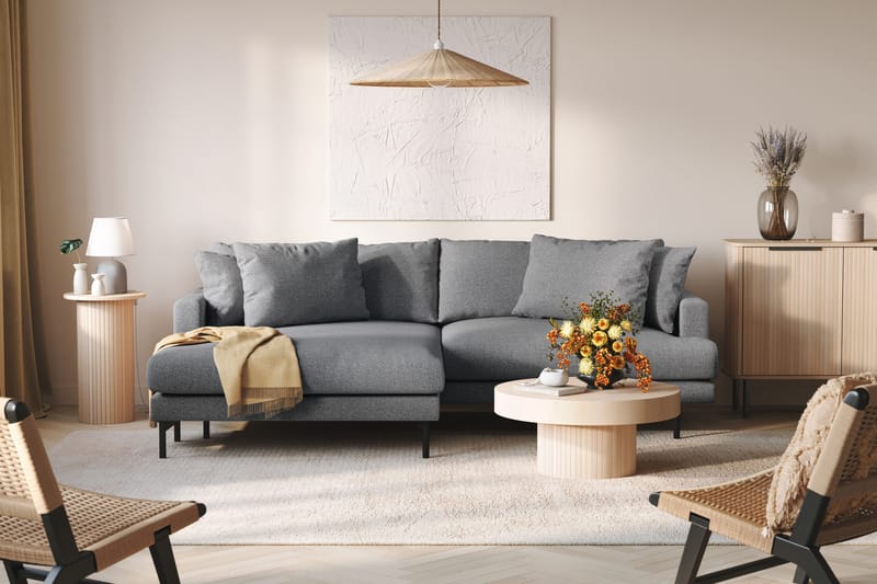 Menard 4-sits Vänstervänd L-formad Divansoffa i Tyg - Mörkgrå - Möbler - Vardagsrum - Soffor - Divansoffa & schäslong