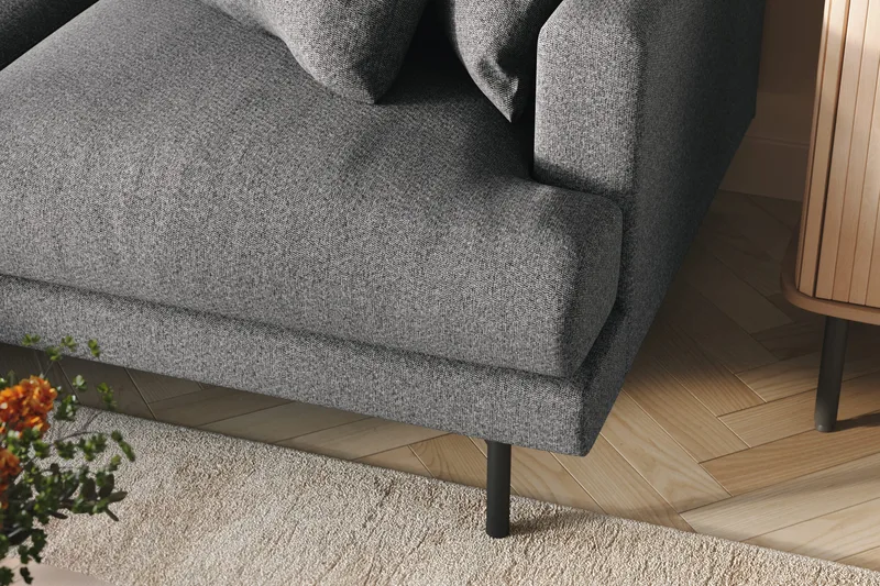 Menard 4-sits Vänstervänd L-formad Divansoffa i Tyg - Mörkgrå - Möbler - Vardagsrum - Soffor - Divansoffa & schäslong