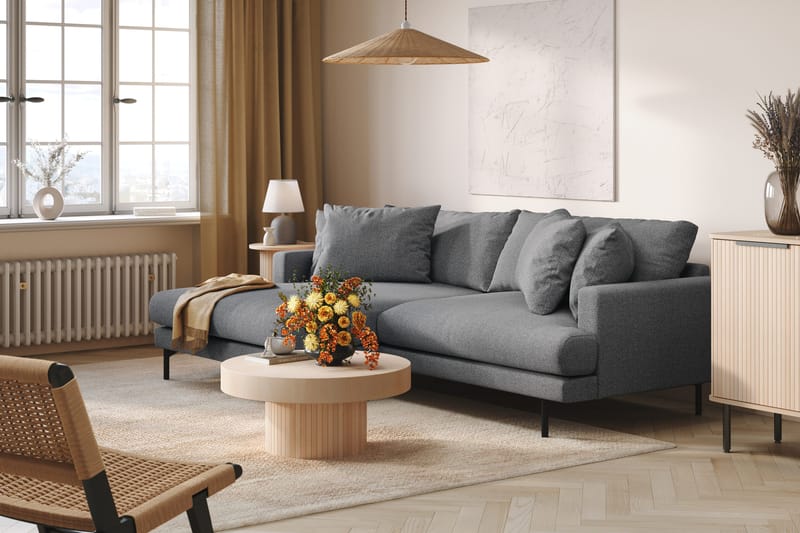 Menard 4-sits Vänstervänd L-formad Divansoffa i Tyg - Mörkgrå - Möbler - Vardagsrum - Soffor - Divansoffa & schäslong