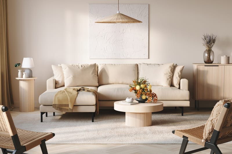 Menard 4-sits Vänstervänd L-formad Djup Divansoffa i Manchester - Beige - Möbler - Vardagsrum - Soffor - Divansoffa & schäslong