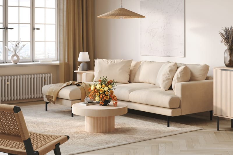 Menard 4-sits Vänstervänd L-formad Djup Divansoffa i Manchester - Beige - Möbler - Vardagsrum - Soffor - Divansoffa & schäslong