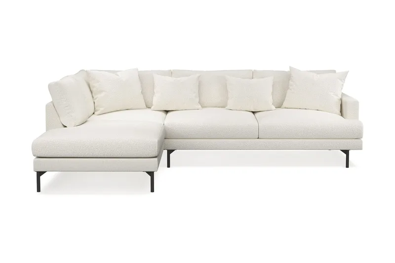 Menard 4-sits Vänstervänd L-formad Djup Schäslongsoffa i Bouclé - Vit - Möbler - Vardagsrum - Soffor - Divansoffa & schäslong