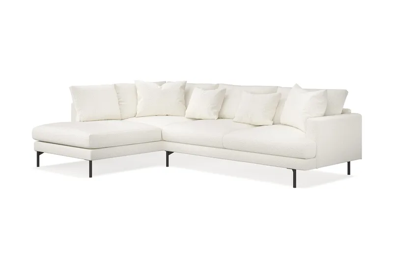 Menard 4-sits Vänstervänd L-formad Djup Schäslongsoffa i Bouclé - Vit - Möbler - Vardagsrum - Soffor - Divansoffa & schäslong
