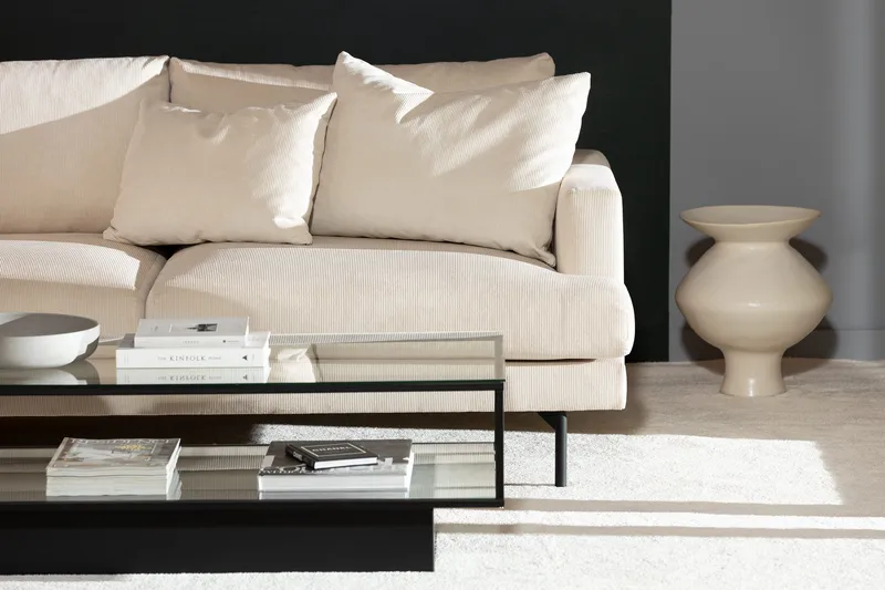 Menard 4-sits Vänstervänd L-formad Djup Schäslongsoffa i Manchester - Beige - Möbler - Vardagsrum - Soffor - Divansoffa & schäslong