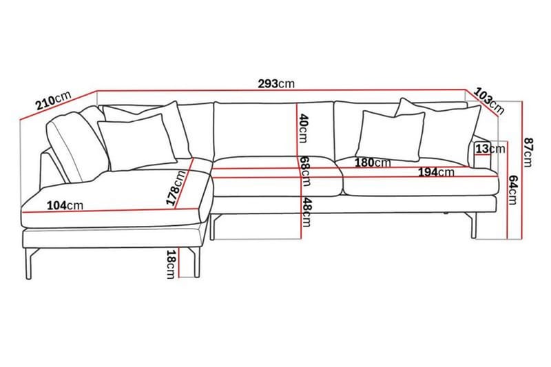Menard 4-sits Vänstervänd L-formad Djup Schäslongsoffa i Manchester - Grå - Möbler - Vardagsrum - Soffor - Divansoffa & schäslong