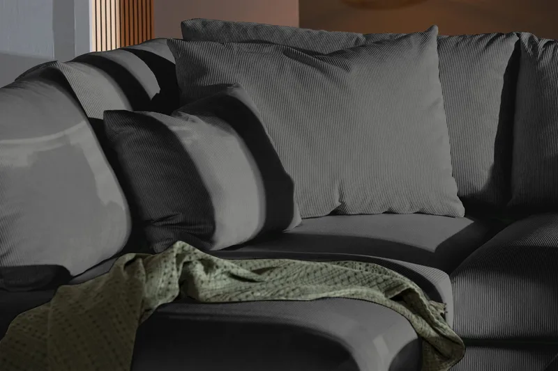 Menard 4-sits Vänstervänd L-formad Djup Schäslongsoffa i Manchester - Grå - Möbler - Vardagsrum - Soffor - Divansoffa & schäslong