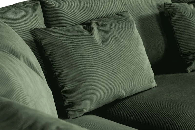 Menard 4-sits Vänstervänd L-formad Djup Schäslongsoffa i Manchester - Grön - Möbler - Vardagsrum - Soffor - Divansoffa & schäslong