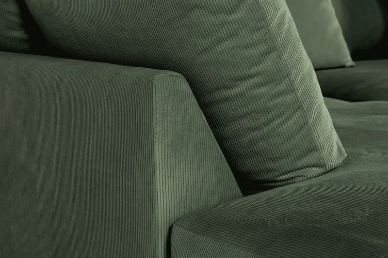 Menard 4-sits Vänstervänd L-formad Djup Schäslongsoffa i Manchester - Grön - Möbler - Vardagsrum - Soffor - Divansoffa & schäslong