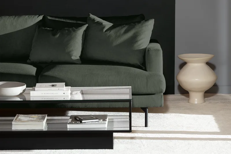 Menard 4-sits Vänstervänd L-formad Djup Schäslongsoffa i Manchester - Grön - Möbler - Vardagsrum - Soffor - Divansoffa & schäslong