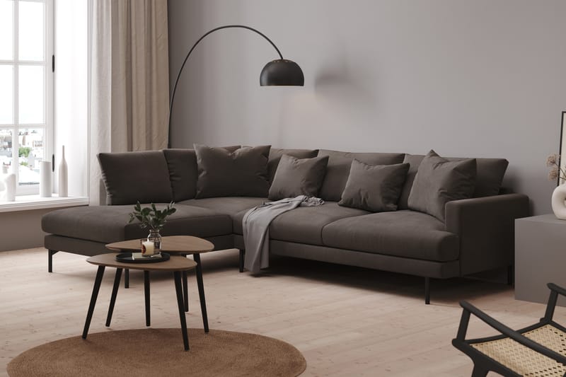 Menard 4-sits Vänstervänd L-formad Djup Schäslongsoffa i Manchester - Mörkgrå - Möbler - Vardagsrum - Soffor - Divansoffa & schäslong
