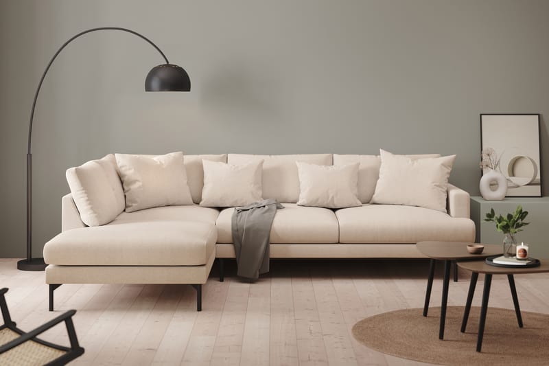Menard 4-sits Vänstervänd L-formad Djup Schäslongsoffa i Tyg - Beige - Möbler - Vardagsrum - Soffor - Divansoffa & schäslong