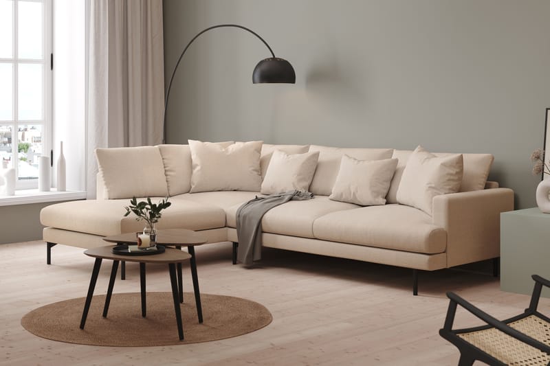 Menard 4-sits Vänstervänd L-formad Djup Schäslongsoffa i Tyg - Beige - Möbler - Vardagsrum - Soffor - Divansoffa & schäslong