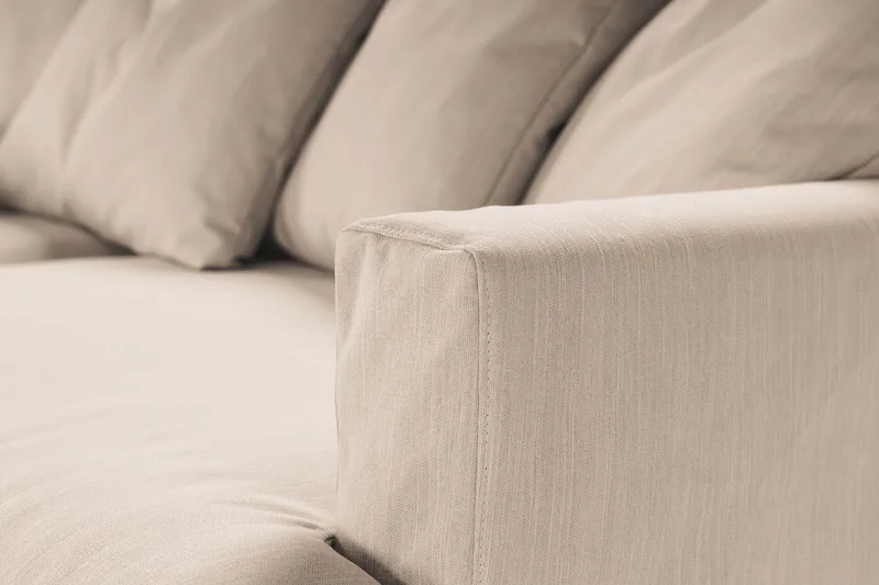 Menard 4-sits Vänstervänd L-formad Djup Schäslongsoffa i Tyg - Beige - Möbler - Vardagsrum - Soffor - Divansoffa & schäslong