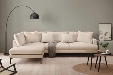 Menard 4-sits Vänstervänd L-formad Djup Schäslongsoffa i Tyg - Beige - Möbler - Vardagsrum - Soffor - Divansoffa & schäslong