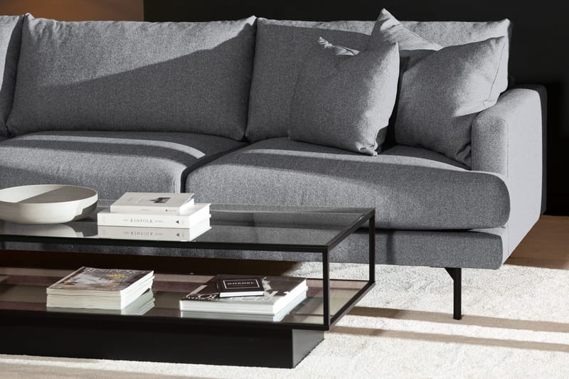 Menard 4-sits Vänstervänd L-formad Djup Schäslongsoffa i Tyg - Grå - Möbler - Vardagsrum - Soffor - Divansoffa & schäslong