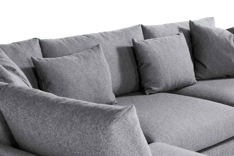 Menard 4-sits Vänstervänd L-formad Djup Schäslongsoffa i Tyg - Grå - Möbler - Vardagsrum - Soffor - Divansoffa & schäslong