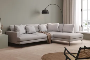 Menard 4-sits Vänstervänd L-formad Djup Schäslongsoffa i Tyg - Ljusgrå - Möbler - Vardagsrum - Soffor - Divansoffa & schäslong