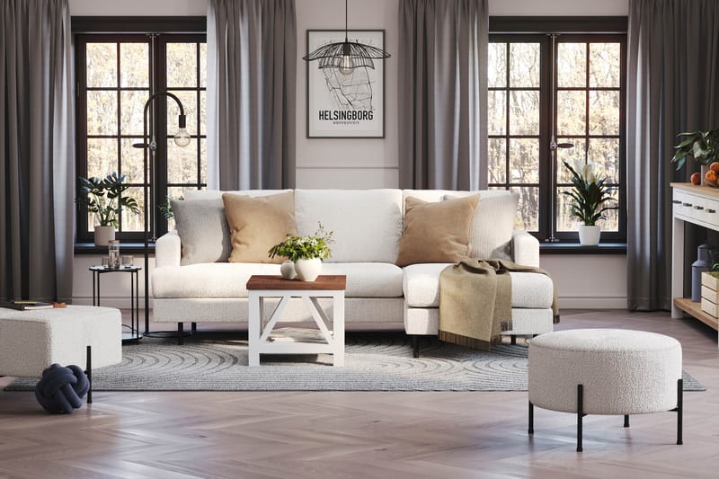 Menard Compact 3-sits Högervänd L-formad Divansoffa i Bouclé - Vit - Möbler - Vardagsrum - Soffor - Divansoffa & schäslong